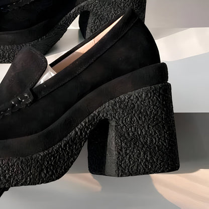 ÉléganceX Mocassins Daim Talon Compensé Elégants Femme