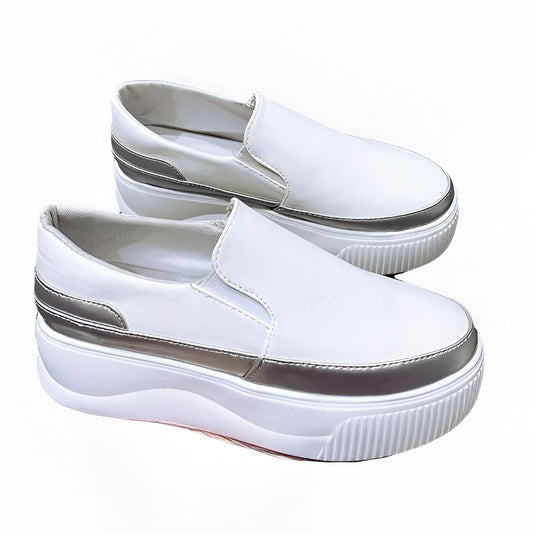 Luxe Mocassins femme plateforme bicolores confortables