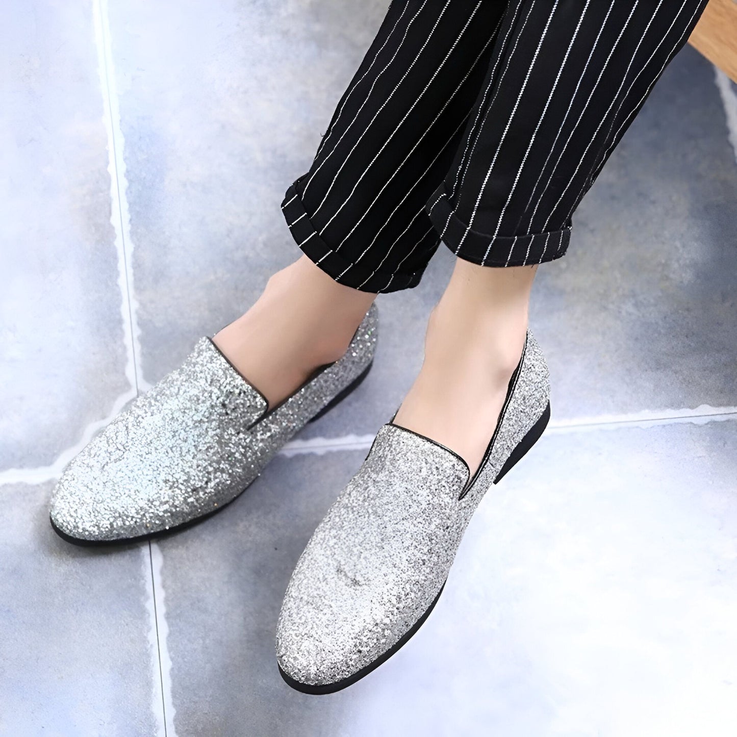 LuxeNova Mocassins Homme Paillettes Élégance Festive