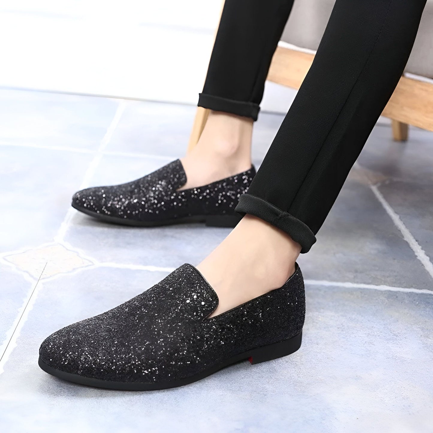 LuxeNova Mocassins Homme Paillettes Élégance Festive