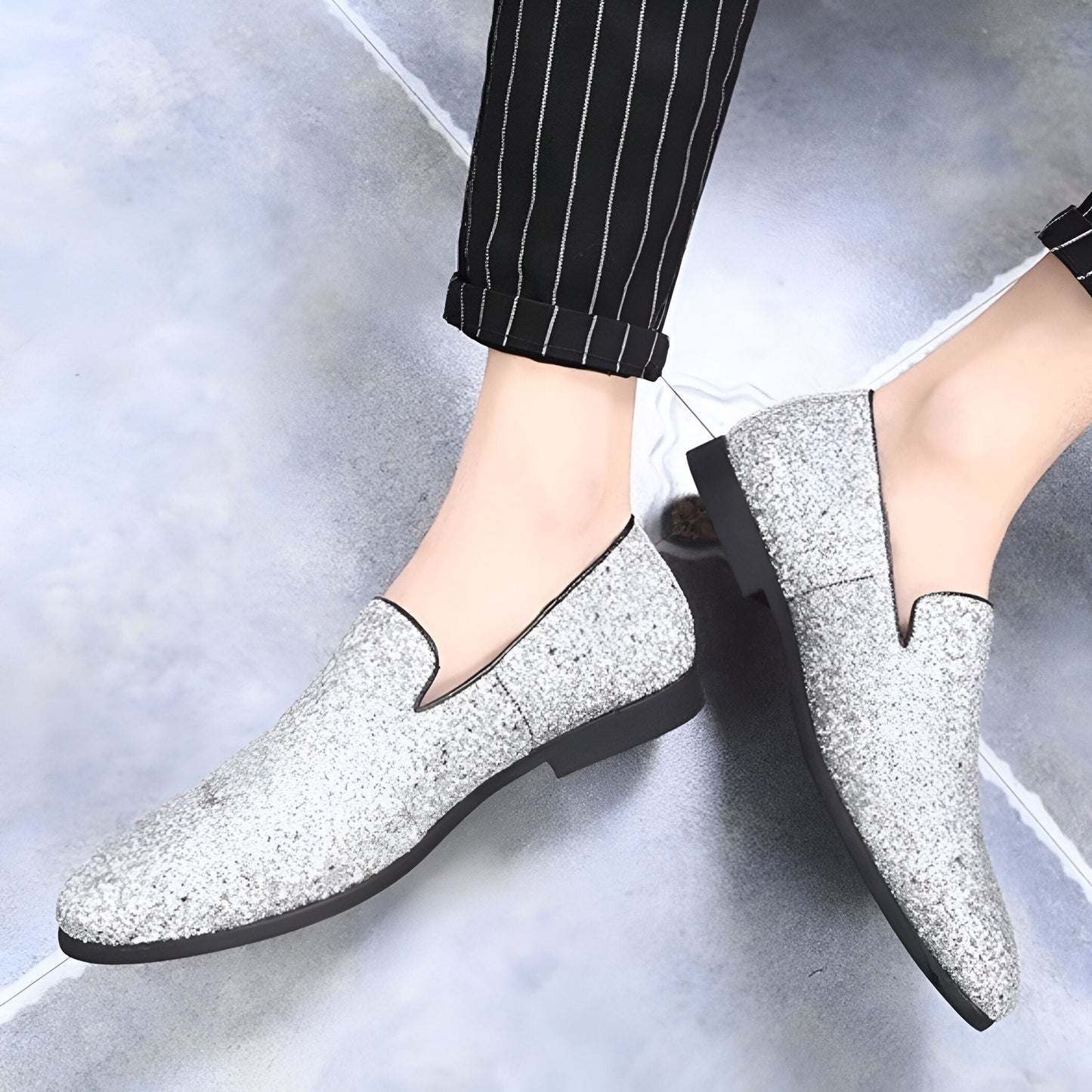 LuxeNova Mocassins Homme Paillettes Élégance Festive