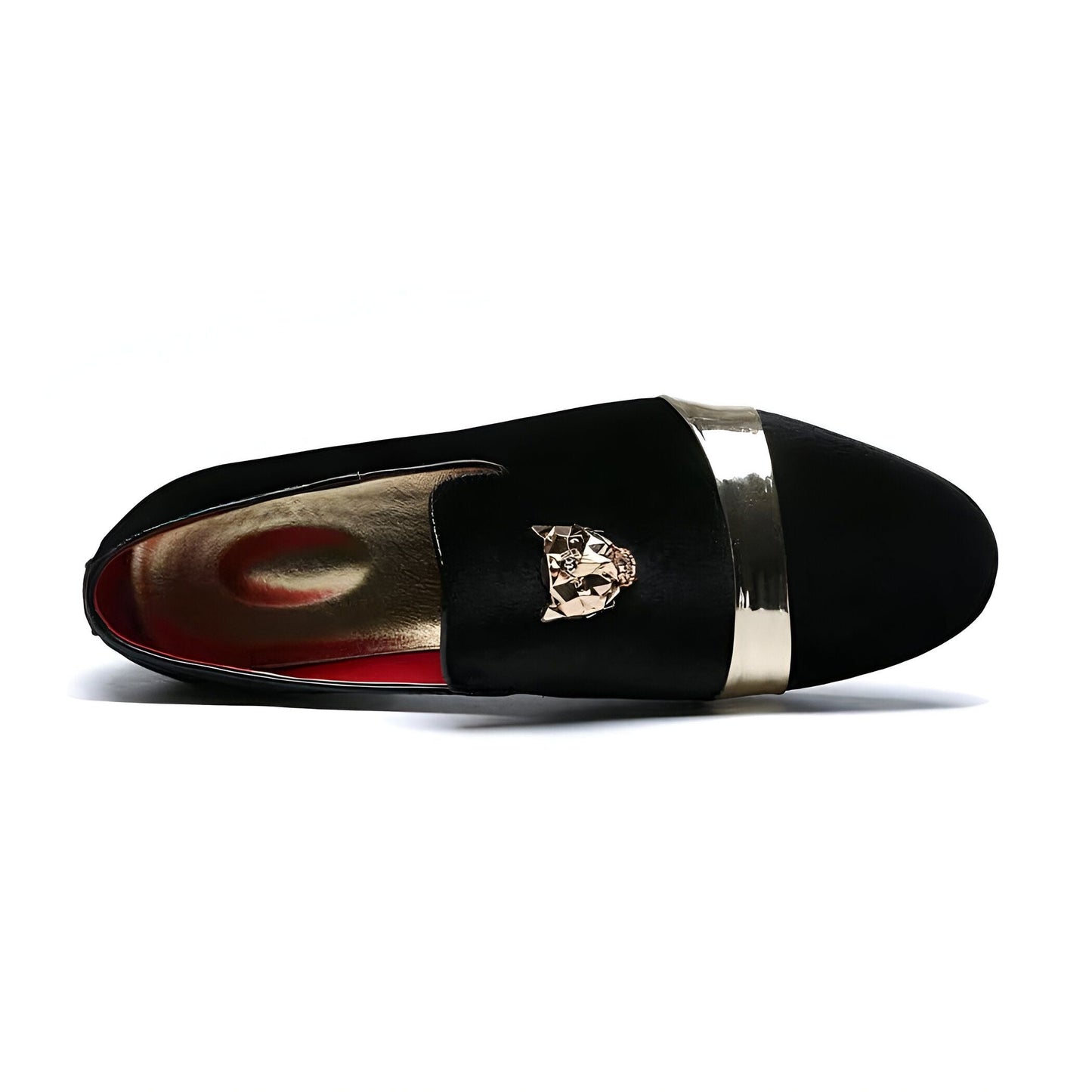 BrandX Mocassins Velours Écusson Tigre Homme Mariage