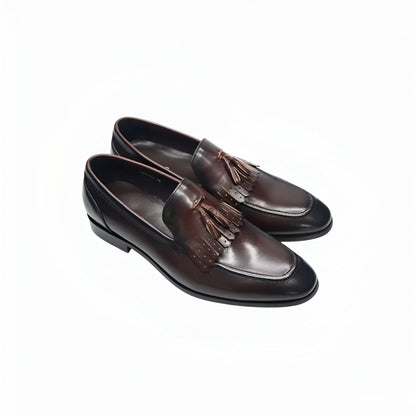 Luxe Mocassins Homme Cuir Brillant à Glands Élégants