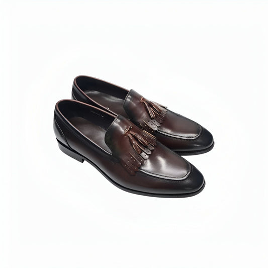 Luxe Mocassins Homme Cuir Brillant à Glands Élégants