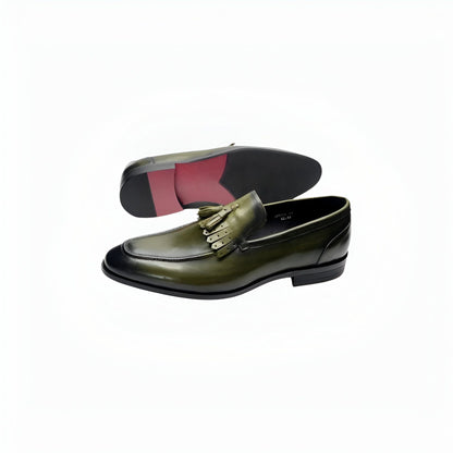 Luxe Mocassins Homme Cuir Brillant à Glands Élégants