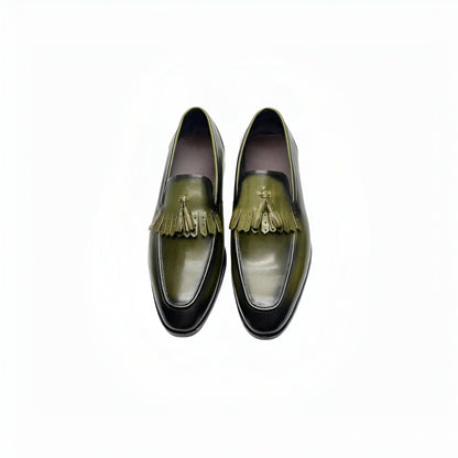 Luxe Mocassins Homme Cuir Brillant à Glands Élégants