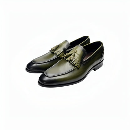 Luxe Mocassins Homme Cuir Brillant à Glands Élégants