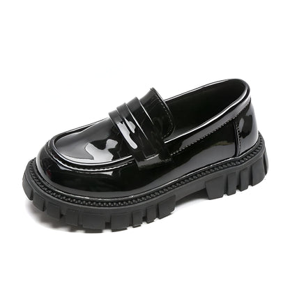 GlamKids Mocassins vernis noir garçon robustes