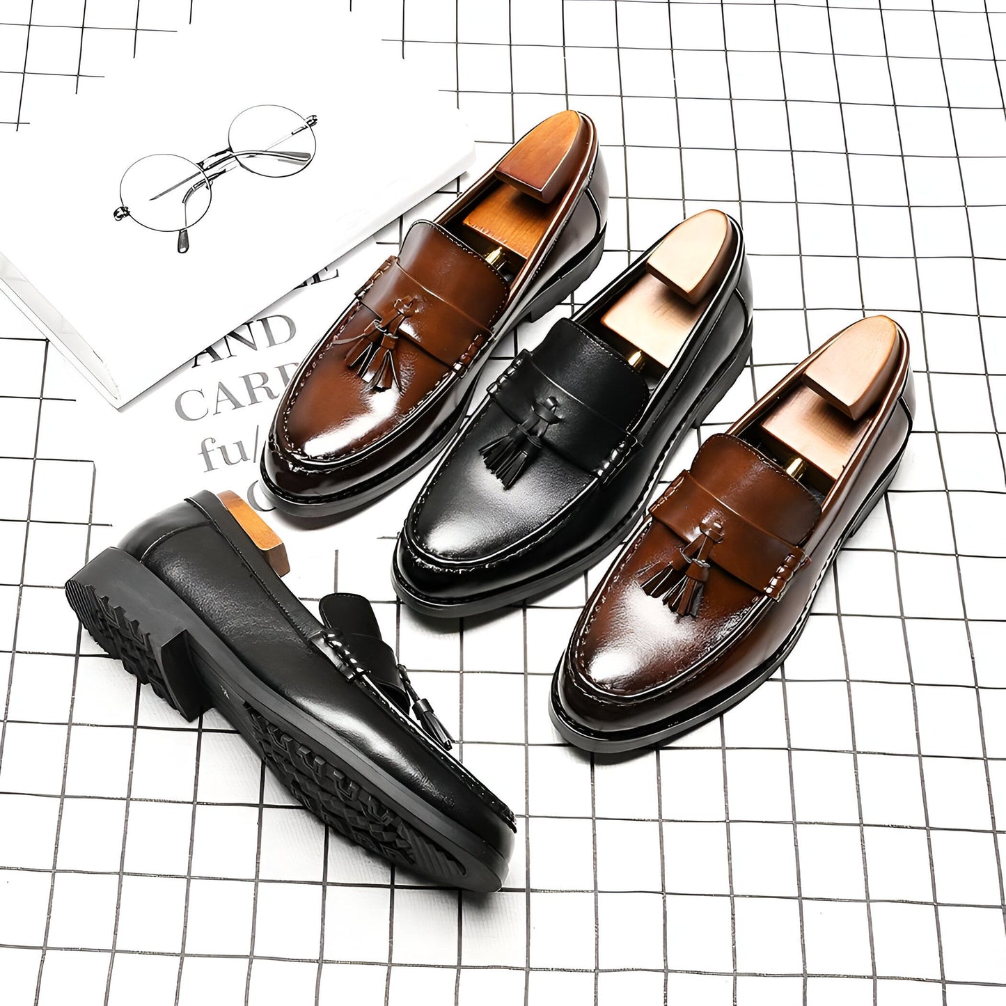LuxCuir Mocassins Cuir Véritable Homme à Glands