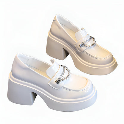 Mocassins Cuir Végan Talons 8cm - Élégance Soignée