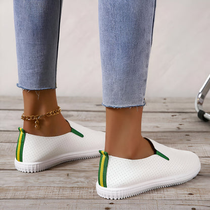 NovaFoot Mocassins Blancs Cuir Végan Perforé Souple