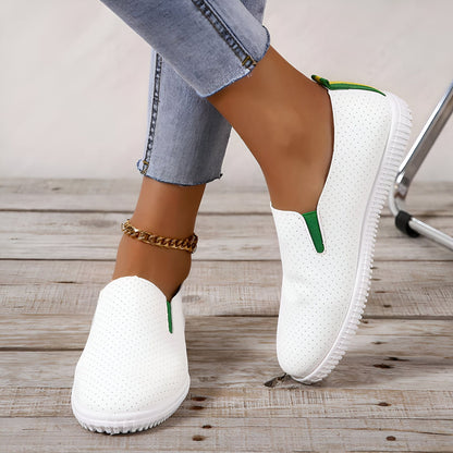NovaFoot Mocassins Blancs Cuir Végan Perforé Souple
