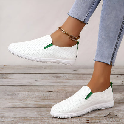 NovaFoot Mocassins Blancs Cuir Végan Perforé Souple