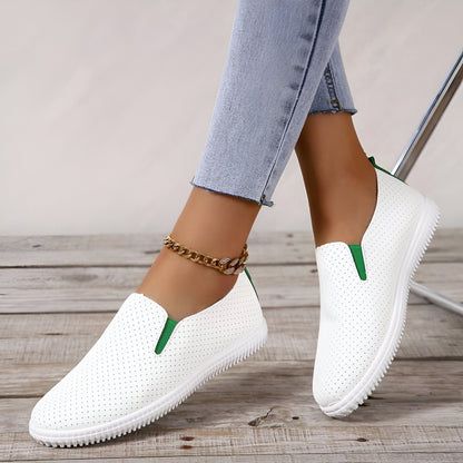 NovaFoot Mocassins Blancs Cuir Végan Perforé Souple
