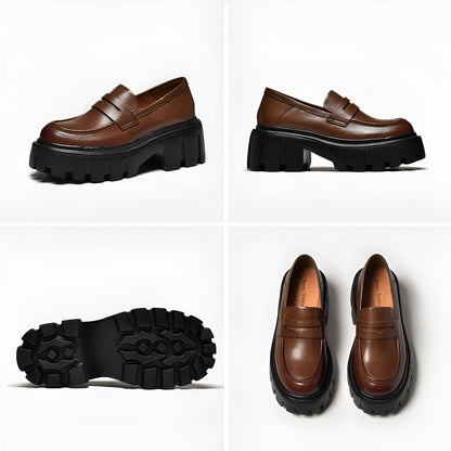 Nova Mocassins Cuir Femme Bout Rond Semelle Épaisse