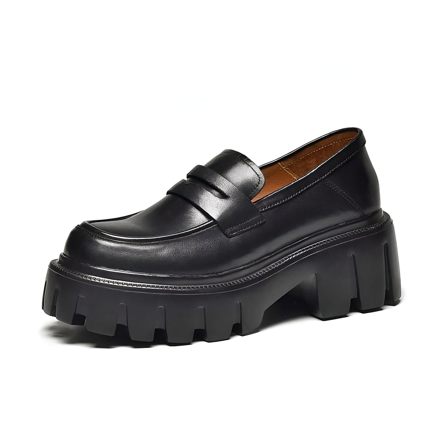Nova Mocassins Cuir Femme Bout Rond Semelle Épaisse
