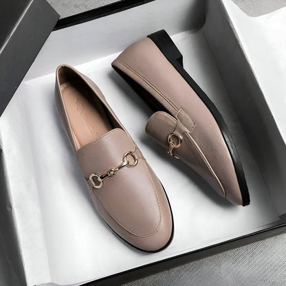 Mocassins Femme Cuir Végan - Détails Dorés Raffinés