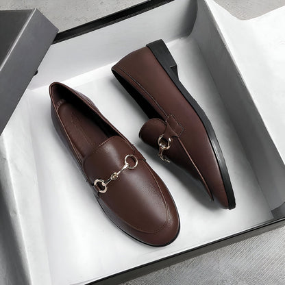 Mocassins Femme Cuir Végan - Détails Dorés Raffinés
