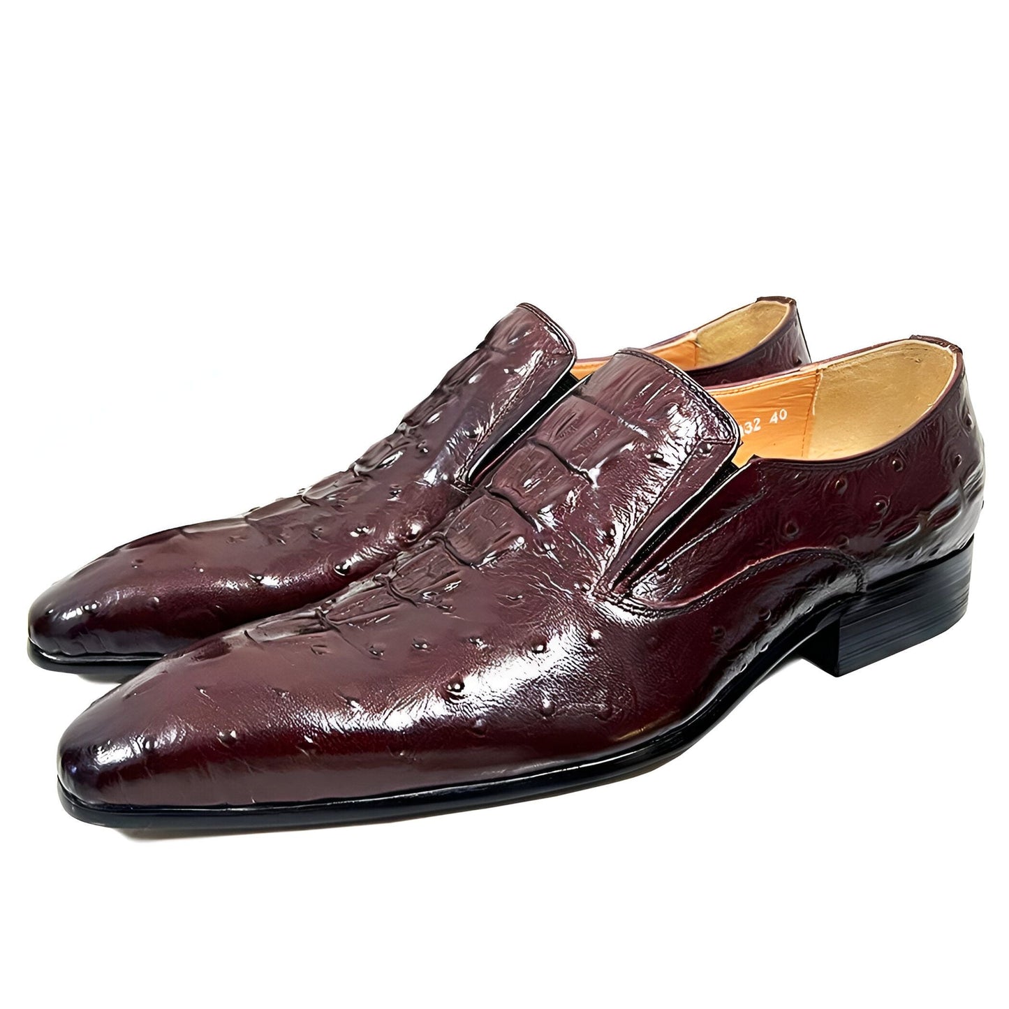 NovaShoes Mocassins Cuir Grain Croco Noir Homme