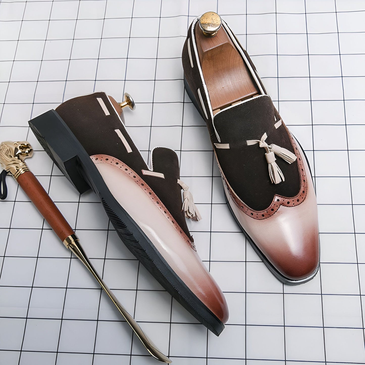 Luxe Mocassins Homme Cuir Véritable à Glands Stylés