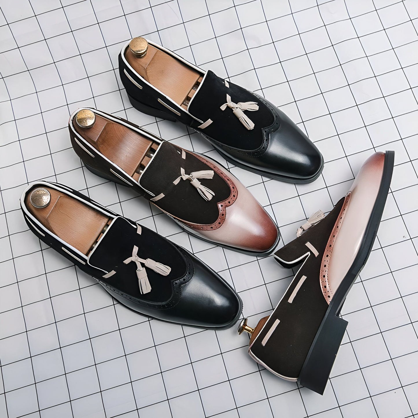 Luxe Mocassins Homme Cuir Véritable à Glands Stylés