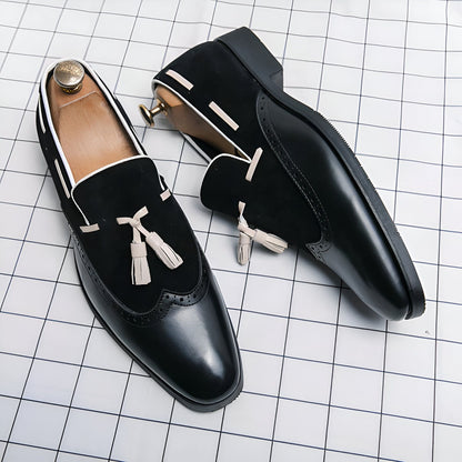 Luxe Mocassins Homme Cuir Véritable à Glands Stylés
