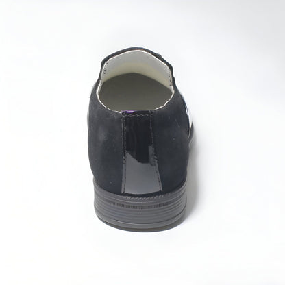 LuxeKids Mocassins garçon cuir noir pampilles