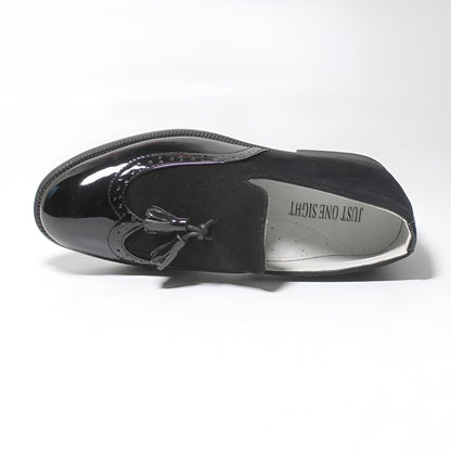 LuxeKids Mocassins garçon cuir noir pampilles