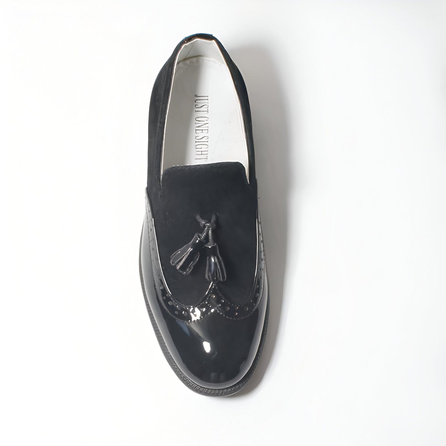 LuxeKids Mocassins garçon cuir noir pampilles