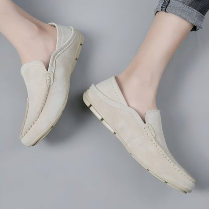 Elegance Mocassins Cuir Homme Beige Marron Confortables