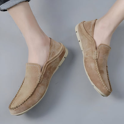 Elegance Mocassins Cuir Homme Beige Marron Confortables