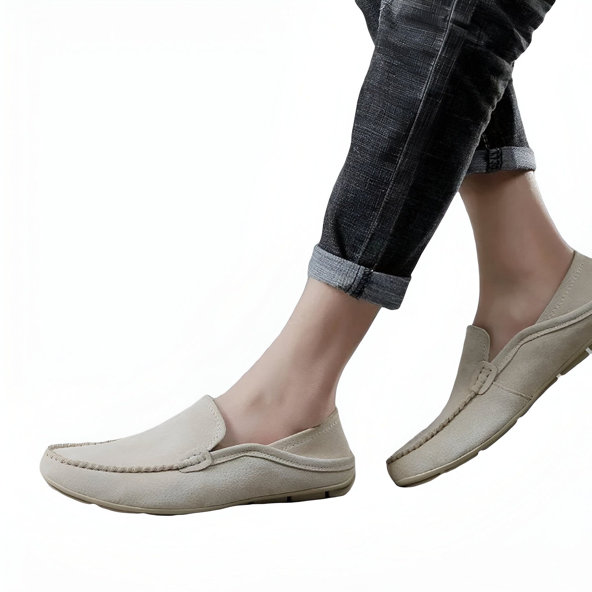 Elegance Mocassins Cuir Homme Beige Marron Confortables