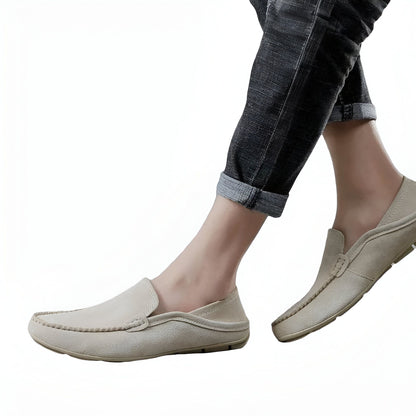 Elegance Mocassins Cuir Homme Beige Marron Confortables