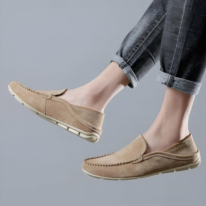 Elegance Mocassins Cuir Homme Beige Marron Confortables