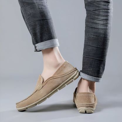 Elegance Mocassins Cuir Homme Beige Marron Confortables