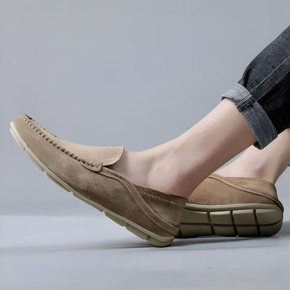 Elegance Mocassins Cuir Homme Beige Marron Confortables