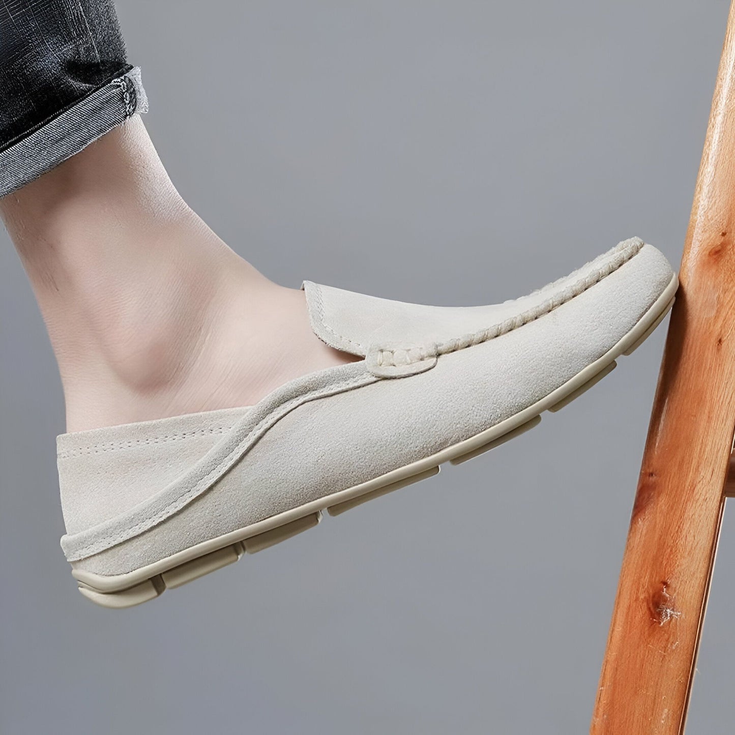 Elegance Mocassins Cuir Homme Beige Marron Confortables