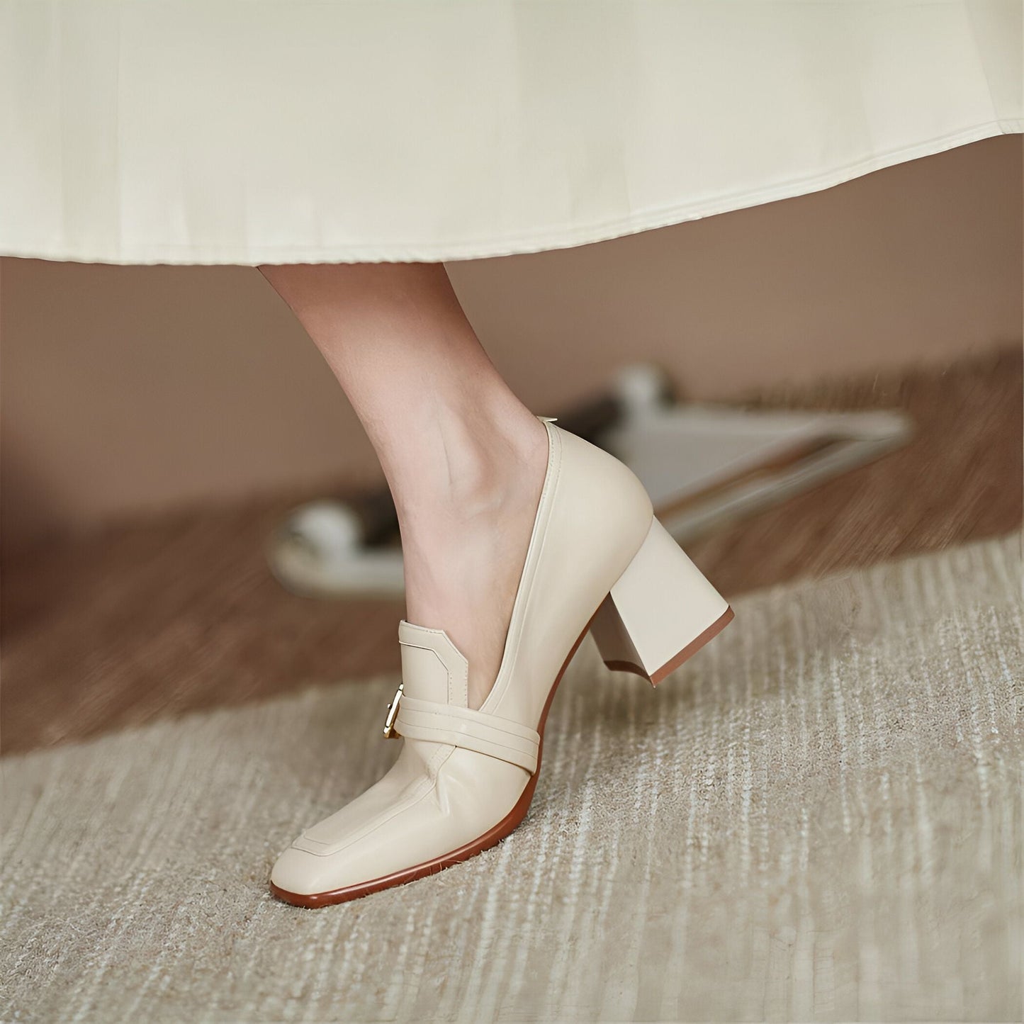 Mocassins Cuir Véritable - Carré Chic Femme