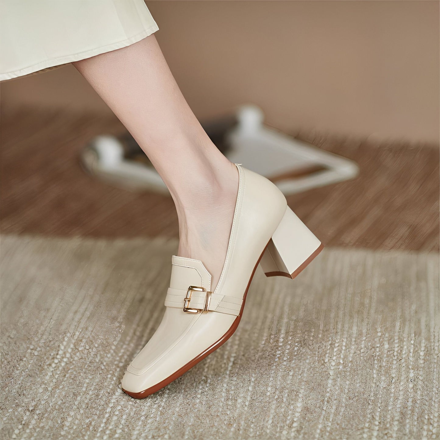 Mocassins Cuir Véritable - Carré Chic Femme