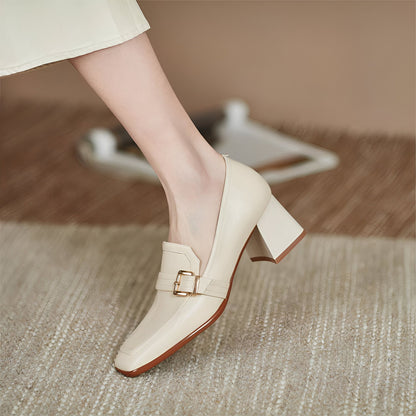 Mocassins Cuir Véritable - Carré Chic Femme