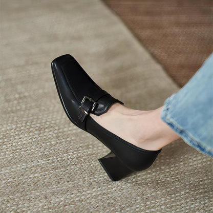 Mocassins Cuir Véritable - Carré Chic Femme