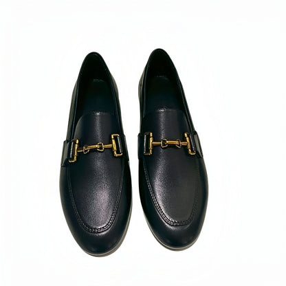 Luxe Mocassins Cuir Véritable Femme Noir Kaki