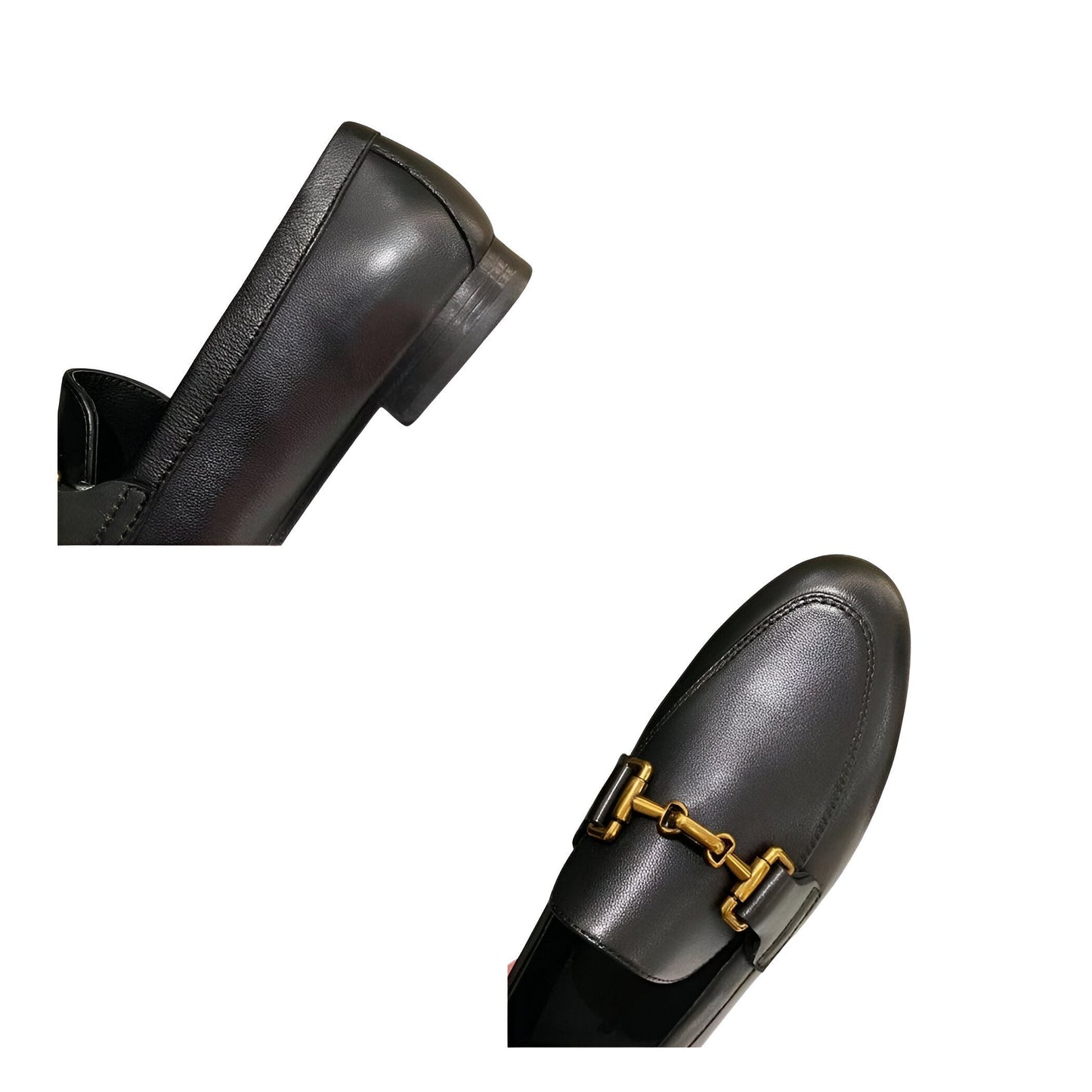 Luxe Mocassins Cuir Véritable Femme Noir Kaki