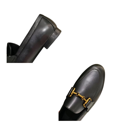 Luxe Mocassins Cuir Véritable Femme Noir Kaki