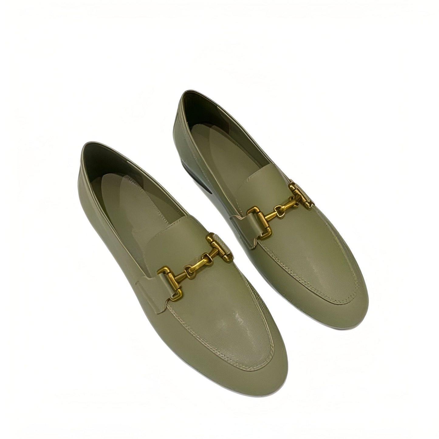 Luxe Mocassins Cuir Véritable Femme Noir Kaki