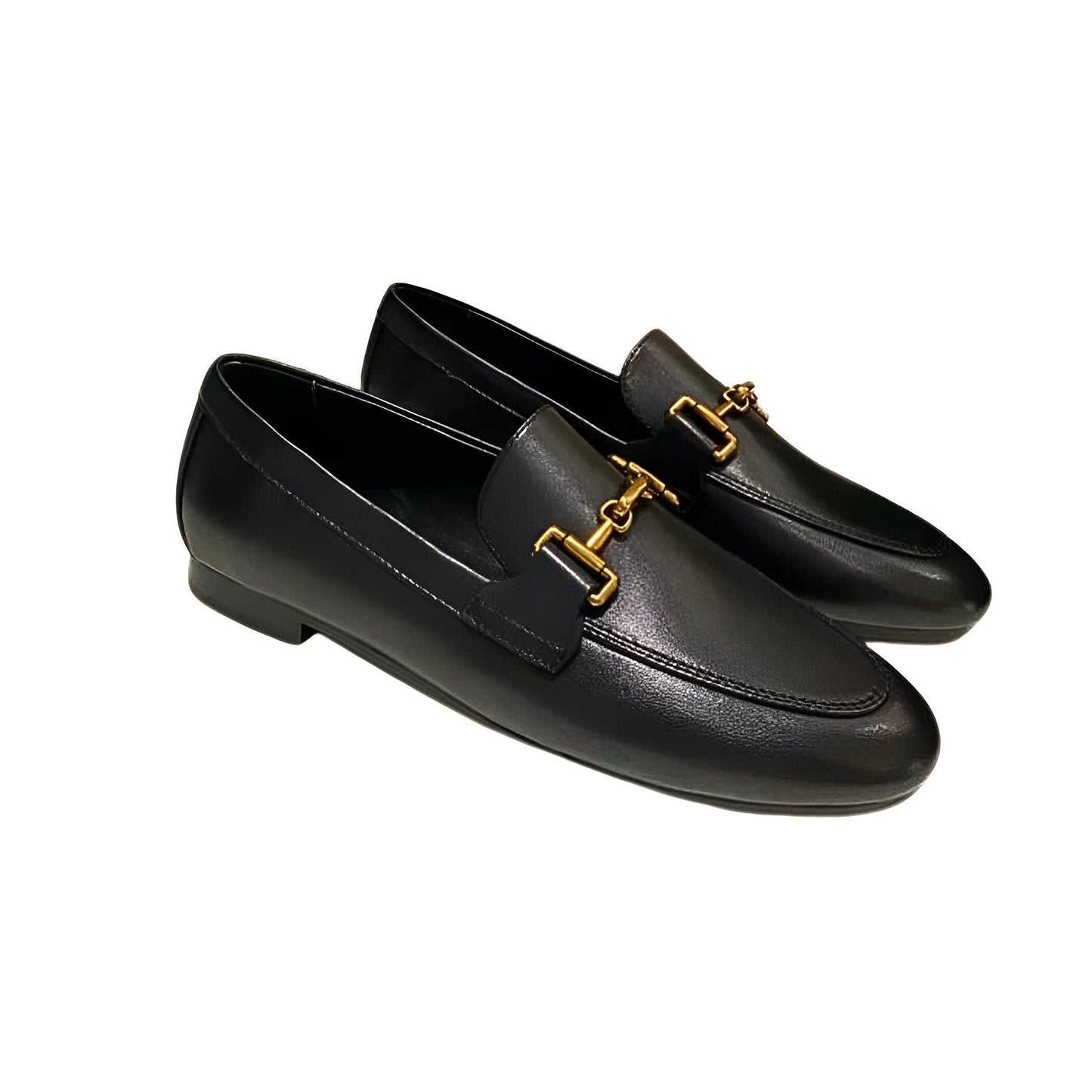 Luxe Mocassins Cuir Véritable Femme Noir Kaki