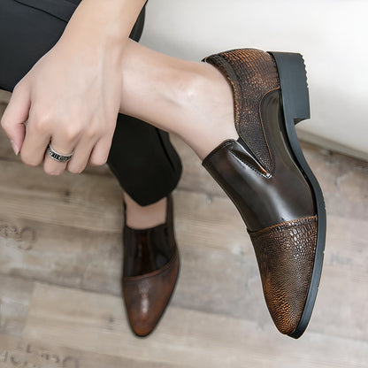 LuxeBrand Mocassins cuir verni motif croco noir homme