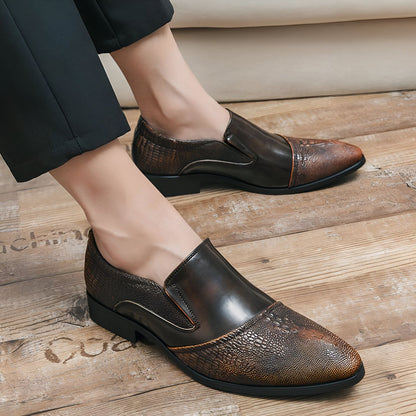LuxeBrand Mocassins cuir verni motif croco noir homme