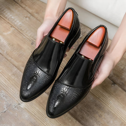 LuxeBrand Mocassins cuir verni motif croco noir homme