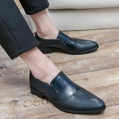 LuxeBrand Mocassins cuir verni motif croco noir homme